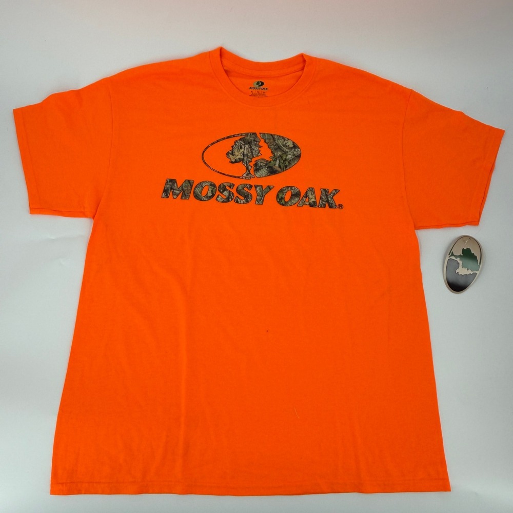 Mossy Oak Graphic Tee Blaze Orange Hunting Safety Modern Mens XL Bright Orange